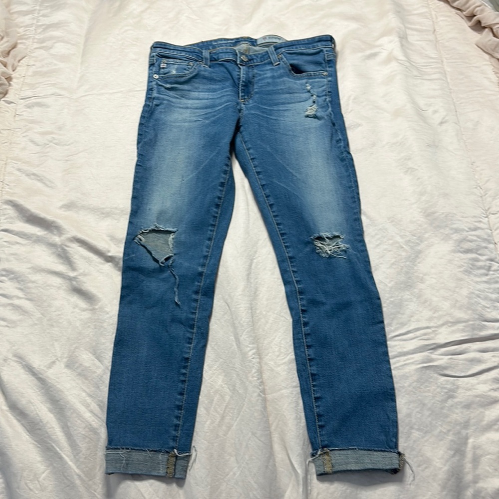 AG Adriano Goldschmied distressed, cropped jeans
